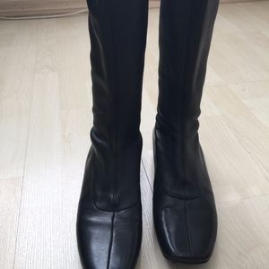 PRADA Womens Black Leather Ankle Boots EU 38.5